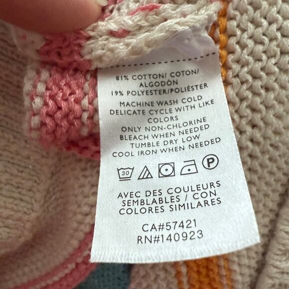 LOFT Womans Spring Color Striped Sweater sz MED Cotton/poly Crewneck - Picture 6 of 6